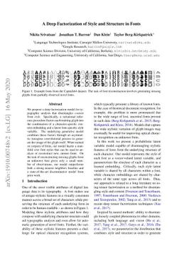 A Deep Factorization of Style and Structure in Fonts