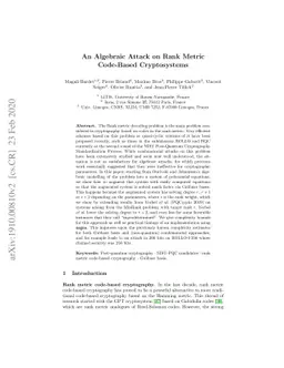An Algebraic Attack on Rank Metric Code-Based Cryptosystems