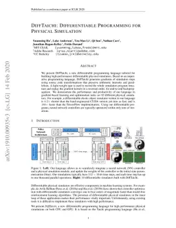 DiffTaichi: Differentiable Programming for Physical Simulation