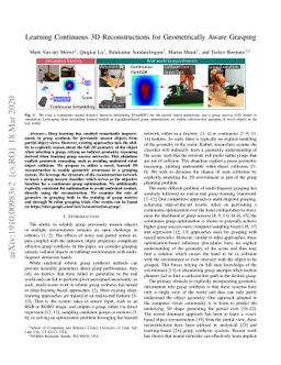 Learning Continuous 3D Reconstructions for Geometrically Aware Grasping
