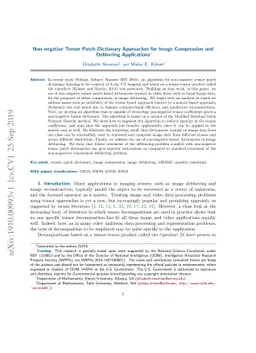 Non-negative Tensor Patch Dictionary Approaches for Image Compression
  and Deblurring Applications