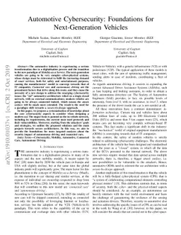 Automotive Cybersecurity: Foundations for Next-Generation Vehicles