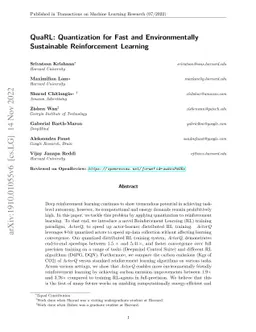 QuaRL: Quantization for Fast and Environmentally Sustainable
  Reinforcement Learning