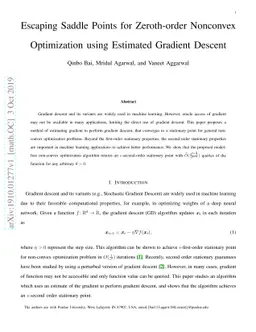 Escaping Saddle Points for Zeroth-order Nonconvex Optimization using
  Estimated Gradient Descent