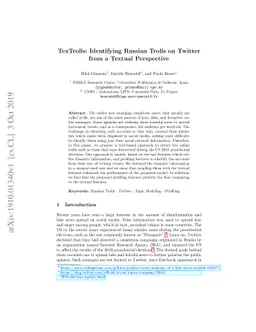 TexTrolls: Identifying Russian Trolls on Twitter from a Textual
  Perspective