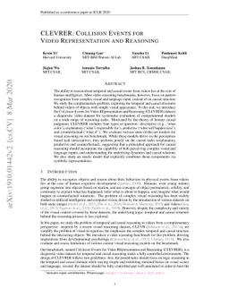 CLEVRER: CoLlision Events for Video REpresentation and Reasoning