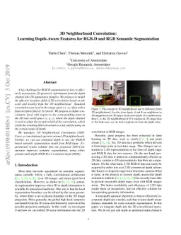 3D Neighborhood Convolution: Learning Depth-Aware Features for RGB-D and
  RGB Semantic Segmentation