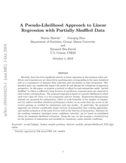 A Pseudo-Likelihood Approach to Linear Regression with Partially
  Shuffled Data
