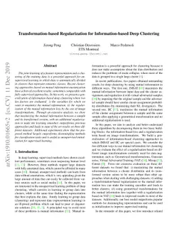 Information based Deep Clustering: An experimental study