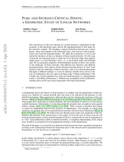 Pure and Spurious Critical Points: a Geometric Study of Linear Networks