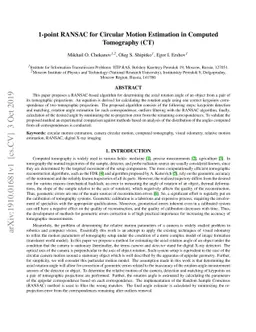 1-point RANSAC for Circular Motion Estimation in Computed Tomography
  (CT)