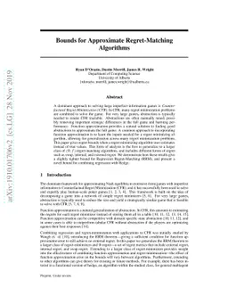 Bounds for Approximate Regret-Matching Algorithms