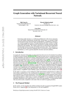 Graph Generation with Variational Recurrent Neural Network