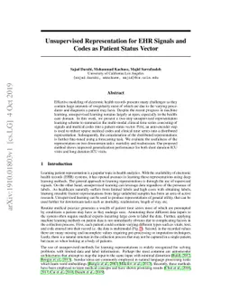 Unsupervised Representation for EHR Signals and Codes as Patient Status
  Vector