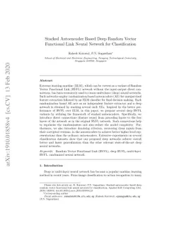 Stacked Autoencoder Based Deep Random Vector Functional Link Neural
  Network for Classification