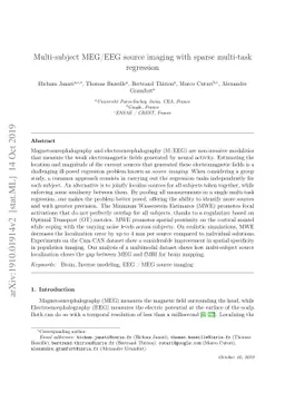 Multi-subject MEG/EEG source imaging with sparse multi-task regression