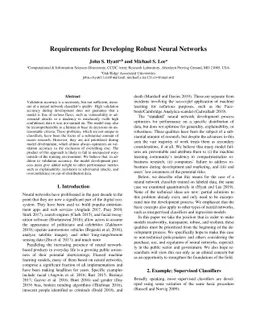Requirements for Developing Robust Neural Networks