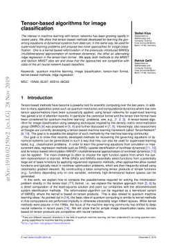Tensor-based algorithms for image classification