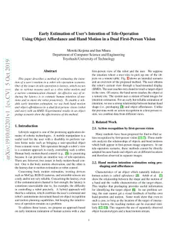 Early Estimation of User's Intention of Tele-Operation Using Object
  Affordance and Hand Motion in a Dual First-Person Vision