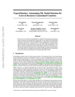 ExpertMatcher: Automating ML Model Selection for Users in Resource
  Constrained Countries