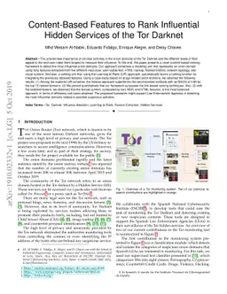 Content-Based Features to Rank Influential Hidden Services of the Tor
  Darknet
