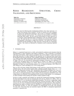 Ridge Regression: Structure, Cross-Validation, and Sketching