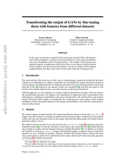 Transforming the output of GANs by fine-tuning them with features from
  different datasets
