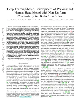 Deep learning-based development of personalized human head model with
  non-uniform conductivity for brain stimulation
