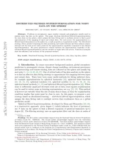 Distributed filtered hyperinterpolation for noisy data on the sphere