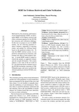 BERT for Evidence Retrieval and Claim Verification