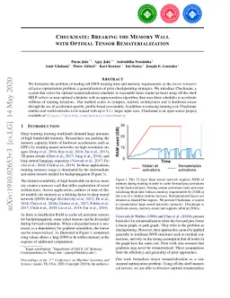 Checkmate: Breaking the Memory Wall with Optimal Tensor
  Rematerialization