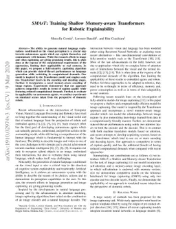 SMArT: Training Shallow Memory-aware Transformers for Robotic
  Explainability