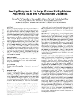 Keeping Designers in the Loop: Communicating Inherent Algorithmic
  Trade-offs Across Multiple Objectives