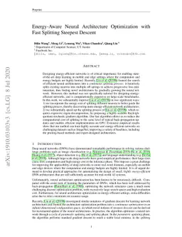 Energy-Aware Neural Architecture Optimization with Fast Splitting
  Steepest Descent