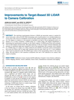 Improvements to Target-Based 3D LiDAR to Camera Calibration