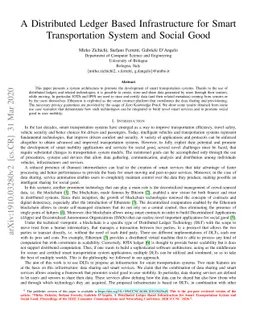 A Distributed Ledger Based Infrastructure for Smart Transportation
  System and Social Good