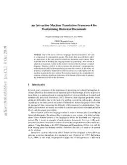 An Interactive Machine Translation Framework for Modernizing Historical
  Documents
