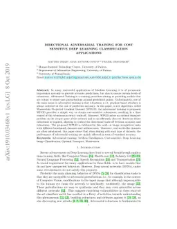 Directional Adversarial Training for Cost Sensitive Deep Learning
  Classification Applications