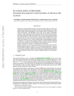 Classification As Decoder: Trading Flexibility For Control In Neural
  Dialogue