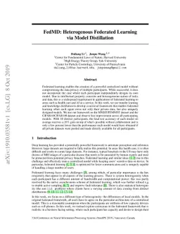 FedMD: Heterogenous Federated Learning via Model Distillation