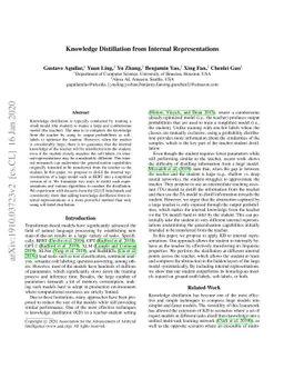 Knowledge Distillation from Internal Representations