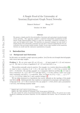 A Simple Proof of the Universality of Invariant/Equivariant Graph Neural
  Networks