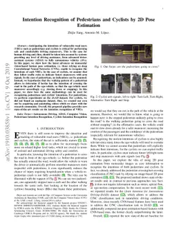 Intention Recognition of Pedestrians and Cyclists by 2D Pose Estimation