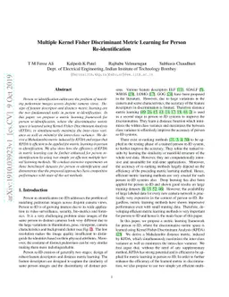 Multiple Kernel Fisher Discriminant Metric Learning for Person
  Re-identification