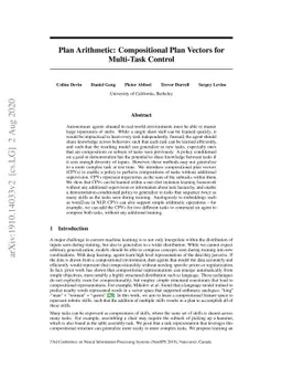 Plan Arithmetic: Compositional Plan Vectors for Multi-Task Control