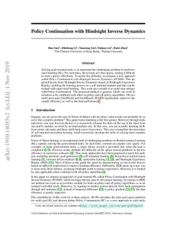 Policy Continuation with Hindsight Inverse Dynamics