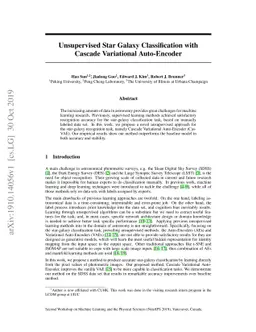 Unsupervised Star Galaxy Classification with Cascade Variational
  Auto-Encoder