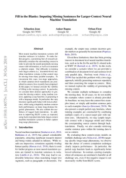 Fill in the Blanks: Imputing Missing Sentences for Larger-Context Neural
  Machine Translation