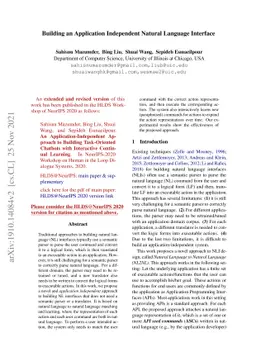 Building an Application Independent Natural Language Interface