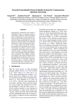 Towards Generalizable Neuro-Symbolic Systems for Commonsense Question
  Answering